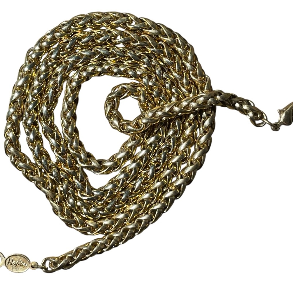 TWO Vintage Napier Goldtone Twisted Rope Chain Necklaces - Picture 3 of 6